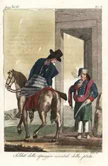 Gaucho soldiers drinking mate tea