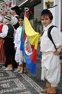 Images Dated 27th December 2007: Gaula boys with flag, Funchal, Madeira