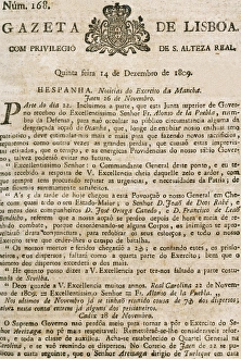 Peninsular Gallery: Gazeta de Lisboa. Historical context of the Peninsular War