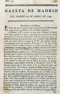 1792 Prints: Gazeta de Madrid Newspaper. 1792