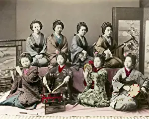 Geishas Prints: Geisha musicians, Japan