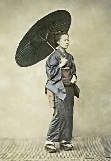 Geisha with Parasol, Japan