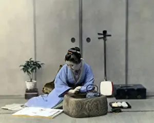 Geisha reading, Japan