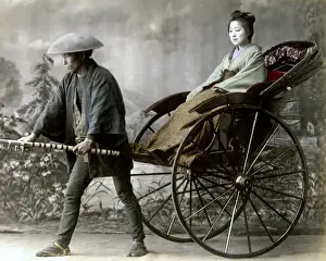 Geishas Prints: Geisha in rickshaw, Japan
