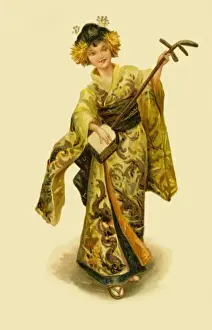 Shamisen Prints: Geisha with a shamisen