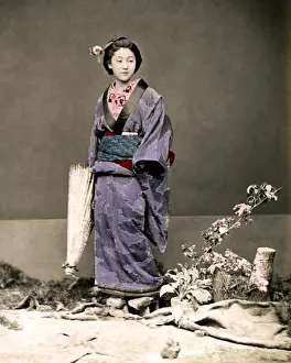 Geisha with umbrella, Japan