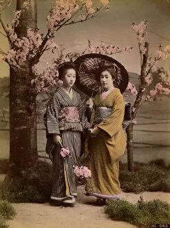 Japanese Prints Collection: Two geishas and a parasol