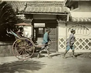 Geishas in Rickshaw, Japan