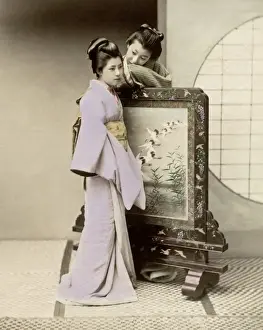 Whispering Prints: Geishas whispering