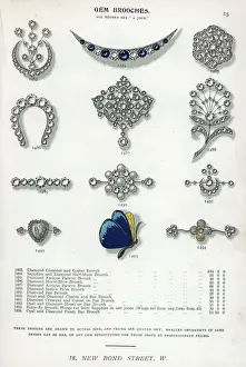 Gem brooches in diamond, pearl, enamel, opal and sapphire