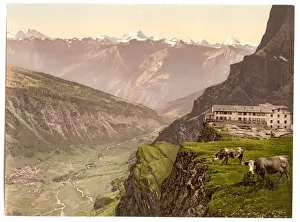 Valais Prints: Gemmi Hotel and Leuk, Valais, Alps of, Switzerland