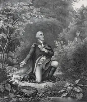 Gen. Geo. Washington in prayer at Valley Forge