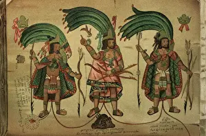 Pre Columbian Prints: Genealogy of the house Menduza-Moctezuma. From left to right