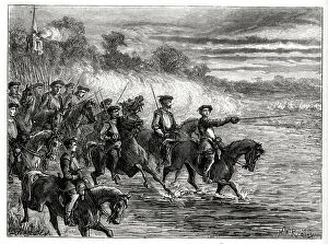 General Alexander Leslies troops crossing the River Tyne at Newburn Ford, near Newcastle