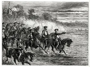 1640 Gallery: General Alexander Leslies troops crossing the River Tyne at Newburn Ford, near Newcastle