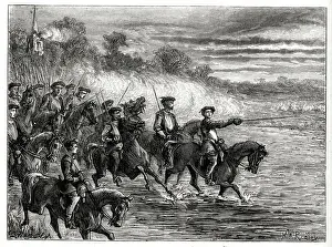 Passage Prints: General Alexander Leslies troops crossing the River Tyne at Newburn Ford, near Newcastle