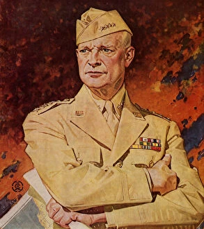 Images Dated 26th August 2020: General Eisenhower portrait for War Bonds Poster Date: 1944