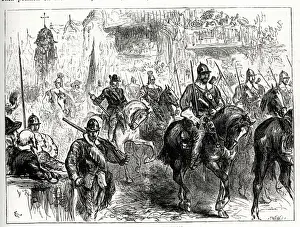 1660 Prints: General George Monck entering London with his troops on the Restoration of King Charles