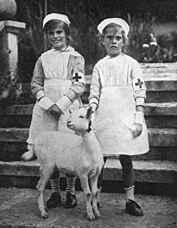 Haig Prints: General Haigs daughters in Red Cross dress, WW1