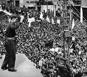 Uprising Prints: General Kassem, Prime Minister of Iraq addressing the crowds
