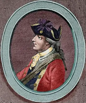 Militar Prints: General Sir Henry Clinton (1730-1795). Engraving. Colored