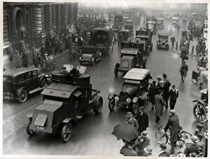 Images Dated 2nd March 2021: General Strike - Scene at The Bank - City of London - view down Lombard Street