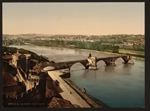 General view and Benezech Bridge, Avignon, Provence, France