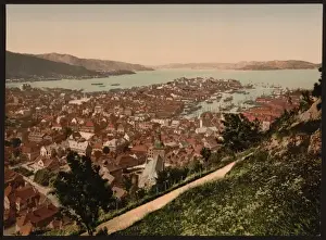 Bergen Prints: General view from Fjeldveien, Bergen, Norway