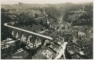 Fribourg Prints: General view of Fribourg, Switzerland
