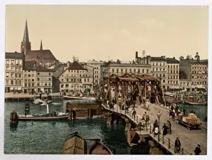 Stettin Prints: General view and Great Bridge, Stettin, Germany