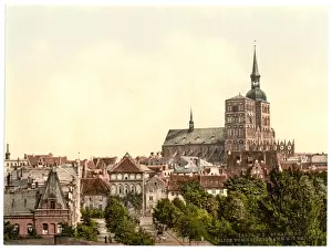 Pommeraina Prints: General view, from Knieperdamm, showing warm baths, Stralsun