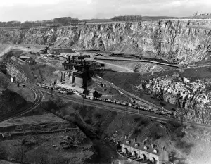 Quarry Prints: General view of the limestone quarry near Buxton, Derbyshire, England
