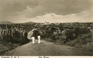 General view of Santa Rosa with church, Curacao, West Indies