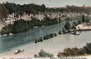 Geneva, Switzerland, confluence of the Arve and Rhone River