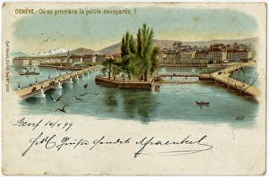 Images Dated 6th October 2016: Geneva, Switzerland - Mont Blanc Bridge & Ile J J Rousseau