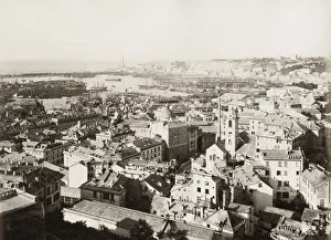 Genoa, Genova, Italy, c. 1880 s, docks and ships