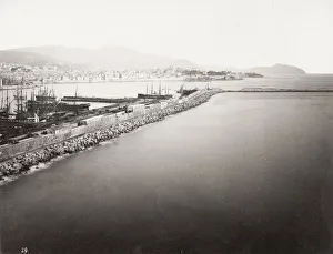 Breakwater Prints: Genoa, Genova, waterfront ships at dock, harbour
