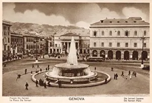 Ferrari Prints: Genoa, Italy - De-Ferrari Square