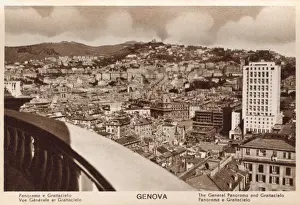 Sky Line Prints: Genoa, Italy - General Panorama and skyline