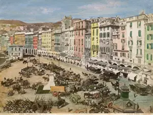 Merchants Prints: Genoa, Italy - Piazza Caricamento