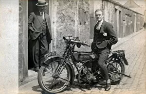 Gentleman on a 1918 / 20 Rudge Multi motorcycle