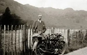 Nineteen Prints: Gentleman with his 1922 BSA motorcycle