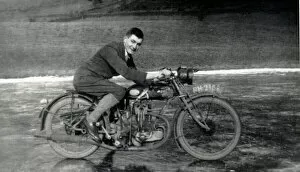 Gentleman on a 1926 AJS motorcycle