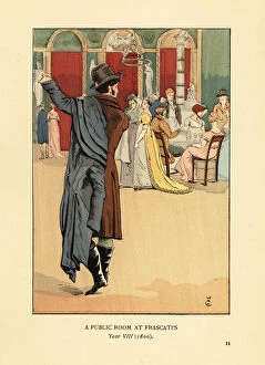 Dandy Collection: Gentleman in carrick coat in Frascati s, Paris