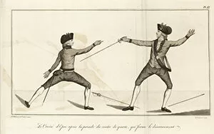 Treatise Gallery: Gentleman fencer disarming his opponent, 18th century