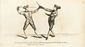 Gentleman fencer disarming his opponent