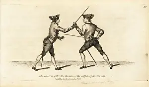 Gentleman fencer disarming his opponent