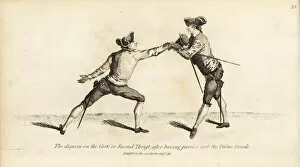 Thrust Collection: Gentleman fencer disarming his opponent on the Carte Thrust