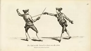 Gentleman fencer making the Pass on the sword