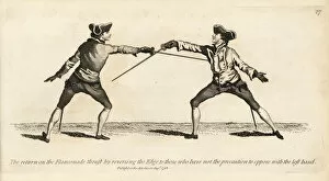 Angelo Gallery: Gentleman fencer making the return on the Flanconade thrust
